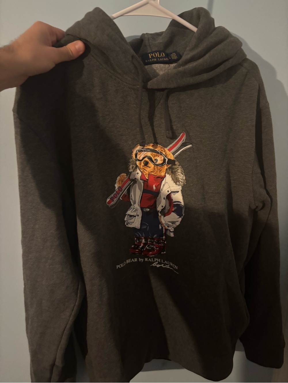 Polo by Ralph Lauren Men's Gray Polo Bear Hoodie size large